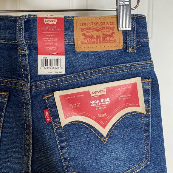 Levi’s Kids High Rise Ankle Straight Leg Jeans Denim Pants Girls Size 10 New NWT - Picture 8 of 10